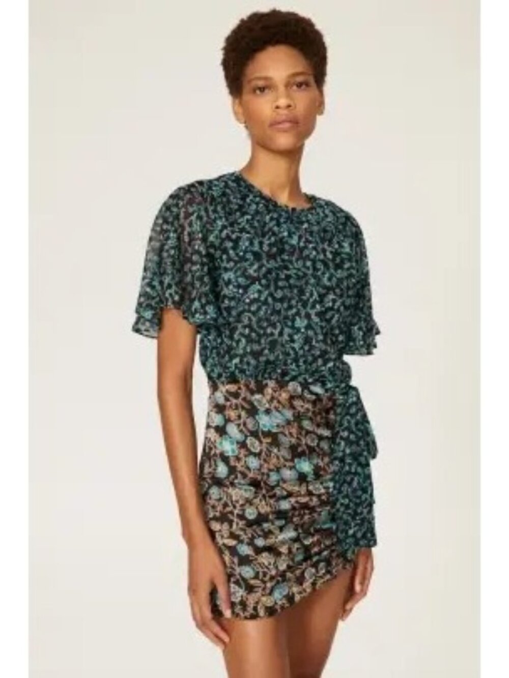 R-143. MISA Los Angeles Talia Mixed Print Dress